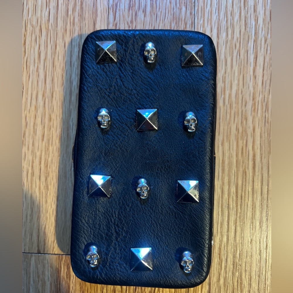 4/$25 Xhiliration fake leather studd and skull wallet/smart phone carrier.